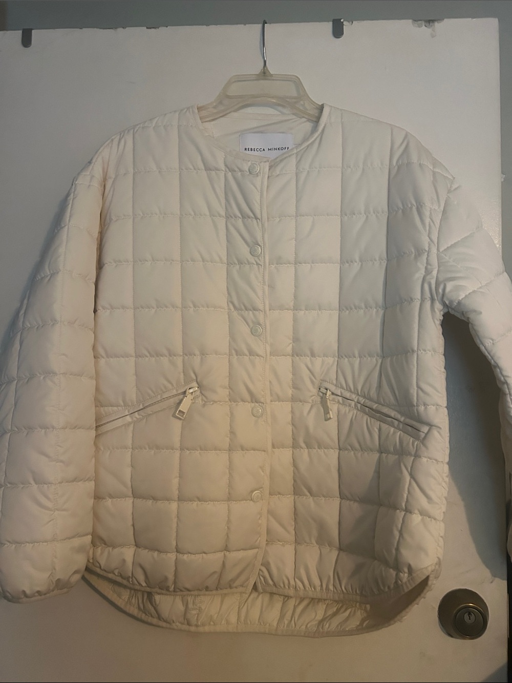 Rebecca Minkoff Ivory Quilted Packable Puffer Jacket